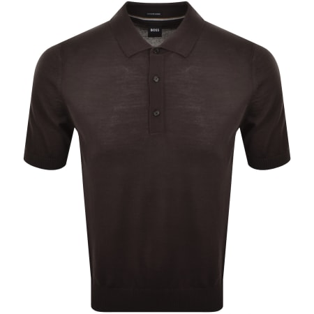BOSS Extrafine Merino Wool Knit Polo Brown | Mainline Menswear us